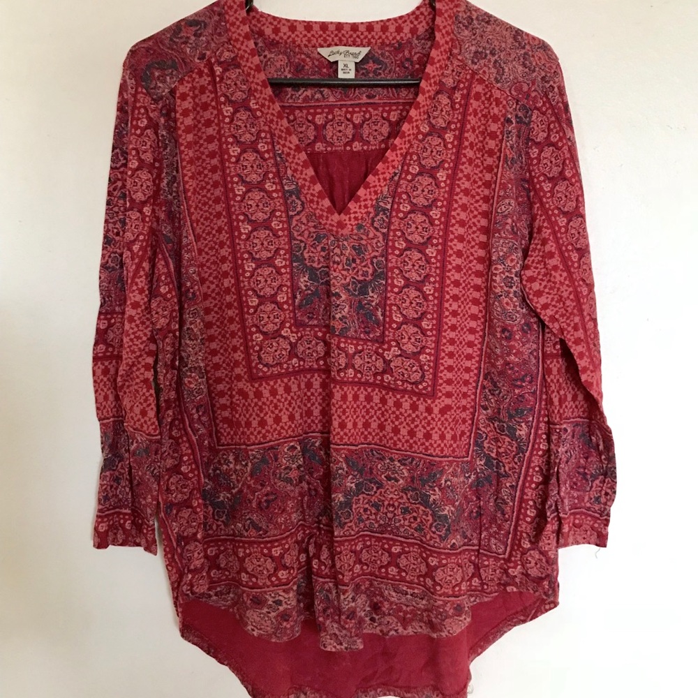 Lucky Brand Hippy Boho Red Top